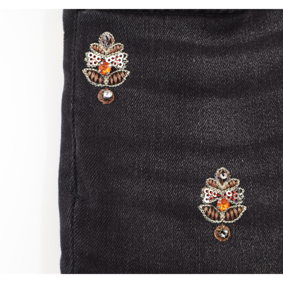Anthropologie Pilcro Letter Press Black Embellished Jewels Jeans Sz 28 - Picture 5 of 12